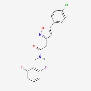 molecular formula C18H13ClF2N2O2 B2410141 2-(5-(4-chlorophenyl)isoxazol-3-yl)-N-(2,6-difluorobenzyl)acetamide CAS No. 946316-41-2