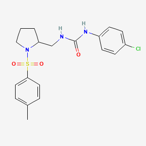 molecular formula C19H22ClN3O3S B2410152 1-(4-氯苯基)-3-((1-甲苯磺酰基吡咯烷-2-基)甲基)脲 CAS No. 896271-16-2