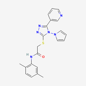 molecular formula C21H20N6OS B2410160 N-(2,5-dimethylphenyl)-2-[(5-pyridin-3-yl-4-pyrrol-1-yl-1,2,4-triazol-3-yl)sulfanyl]acetamide CAS No. 886936-08-9