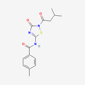 molecular formula C15H17N3O3S B2410162 4-methyl-N-[2-(3-methylbutanoyl)-3-oxo-2,3-dihydro-1,2,4-thiadiazol-5-yl]benzenecarboxamide CAS No. 478031-93-5
