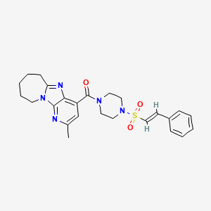molecular formula C25H29N5O3S B2410171 (4-Methyl-1,3,8-triazatricyclo[7.5.0.02,7]tetradeca-2,4,6,8-tetraen-6-yl)-[4-[(E)-2-phenylethenyl]sulfonylpiperazin-1-yl]methanone CAS No. 1211902-20-3