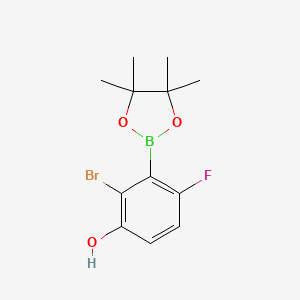 molecular formula C12H15BBrFO3 B2410172 2-Bromo-6-fluoro-3-hydroxyphenylboronic acid pinacol ester CAS No. 2377606-56-7