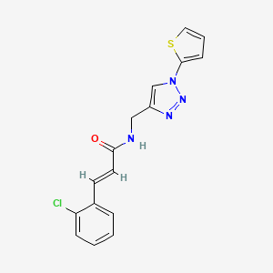 molecular formula C16H13ClN4OS B2410175 (E)-3-(2-chlorophenyl)-N-((1-(thiophen-2-yl)-1H-1,2,3-triazol-4-yl)methyl)acrylamide CAS No. 2035007-49-7