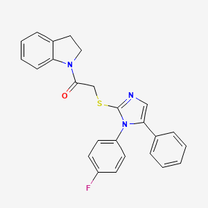 molecular formula C25H20FN3OS B2410177 2-((1-(4-fluorophenyl)-5-phenyl-1H-imidazol-2-yl)thio)-1-(indolin-1-yl)ethanone CAS No. 1207046-12-5