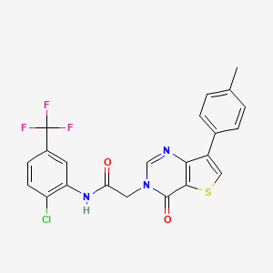 molecular formula C22H15ClF3N3O2S B2410188 N-[2-chloro-5-(trifluoromethyl)phenyl]-2-[7-(4-methylphenyl)-4-oxothieno[3,2-d]pyrimidin-3(4H)-yl]acetamide CAS No. 1207033-31-5