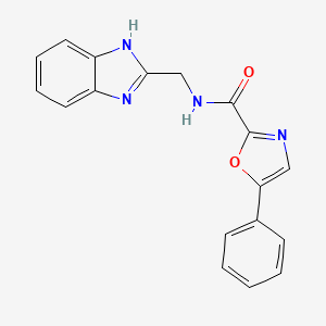 molecular formula C18H14N4O2 B2410210 N-((1H-benzo[d]imidazol-2-yl)methyl)-5-phenyloxazole-2-carboxamide CAS No. 1787905-54-7