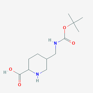 molecular formula C12H22N2O4 B2410224 5-[[(2-Methylpropan-2-yl)oxycarbonylamino]methyl]piperidine-2-carboxylic acid CAS No. 2169311-73-1