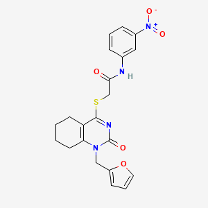 molecular formula C21H20N4O5S B2410225 2-((1-(呋喃-2-基甲基)-2-氧代-1,2,5,6,7,8-六氢喹唑啉-4-基)硫代)-N-(3-硝基苯基)乙酰胺 CAS No. 899957-69-8