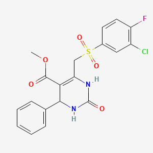 molecular formula C19H16ClFN2O5S B2410236 Methyl 6-(((3-chloro-4-fluorophenyl)sulfonyl)methyl)-2-oxo-4-phenyl-1,2,3,4-tetrahydropyrimidine-5-carboxylate CAS No. 899724-14-2