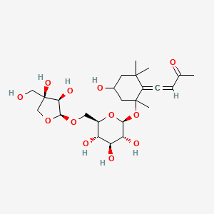 NCGC00386033-01_C24H38O12_3-Buten-2-one, 4-[4-hydroxy-2,2,6-trimethyl-6-[[6-O-[(2S,3R,4R)-tetrahydro-3,4-dihydroxy-4-(hydroxymethyl)-2-furanyl]-beta-D-glucopyranosyl]oxy]cyclohexylidene]-