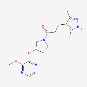 molecular formula C17H23N5O3 B2410268 3-(3,5-二甲基-1H-吡唑-4-基)-1-(3-((3-甲氧基吡嗪-2-基)氧基)吡咯烷-1-基)丙-1-酮 CAS No. 2034207-40-2