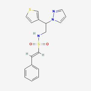 molecular formula C17H17N3O2S2 B2410292 (E)-N-(2-(1H-pyrazol-1-yl)-2-(thiophen-3-yl)ethyl)-2-phenylethenesulfonamide CAS No. 2035017-76-4