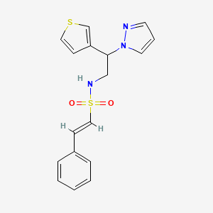 molecular formula C17H17N3O2S2 B2410292 (E)-N-(2-(1H-吡唑-1-基)-2-(噻吩-3-基)乙基)-2-苯乙烯磺酰胺 CAS No. 2035017-76-4