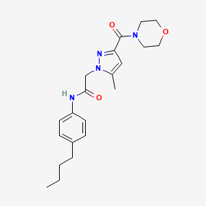 molecular formula C21H28N4O3 B2410297 N-(4-butylphenyl)-2-(5-methyl-3-(morpholine-4-carbonyl)-1H-pyrazol-1-yl)acetamide CAS No. 1169987-50-1