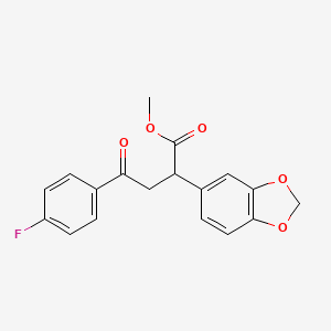 molecular formula C18H15FO5 B2410309 Methyl 2-(1,3-benzodioxol-5-yl)-4-(4-fluorophenyl)-4-oxobutanoate CAS No. 329701-58-8