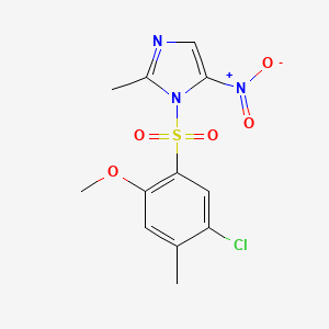 molecular formula C12H12ClN3O5S B2410327 1-((5-chloro-2-methoxy-4-methylphenyl)sulfonyl)-2-methyl-5-nitro-1H-imidazole CAS No. 801224-99-7