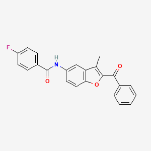 molecular formula C23H16FNO3 B2410344 N-(2-benzoyl-3-methyl-1-benzofuran-5-yl)-4-fluorobenzamide CAS No. 923140-09-4