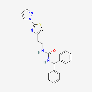 molecular formula C22H21N5OS B2410346 1-(2-(2-(1H-pyrazol-1-yl)thiazol-4-yl)ethyl)-3-benzhydrylurea CAS No. 1428374-66-6