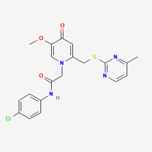 molecular formula C20H19ClN4O3S B2410352 N-(4-chlorophenyl)-2-(5-methoxy-2-(((4-methylpyrimidin-2-yl)thio)methyl)-4-oxopyridin-1(4H)-yl)acetamide CAS No. 920409-27-4