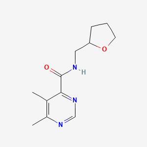 molecular formula C12H17N3O2 B2410354 5,6-Dimethyl-N-(oxolan-2-ylmethyl)pyrimidine-4-carboxamide CAS No. 2415583-03-6