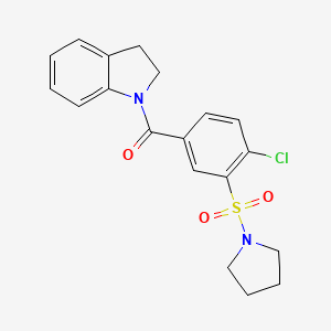 molecular formula C19H19ClN2O3S B2410357 (4-Chloro-3-(pyrrolidin-1-ylsulfonyl)phenyl)(indolin-1-yl)methanone CAS No. 756833-55-3