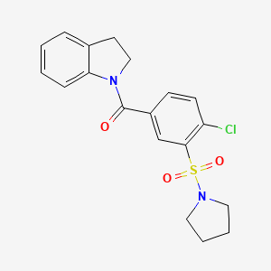 molecular formula C19H19ClN2O3S B2410357 (4-氯-3-(吡咯烷-1-基磺酰基)苯基)(吲哚啉-1-基)甲酮 CAS No. 756833-55-3