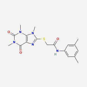 molecular formula C18H21N5O3S B2410359 N-(3,5-dimethylphenyl)-2-(1,3,9-trimethyl-2,6-dioxopurin-8-yl)sulfanylacetamide CAS No. 886904-43-4