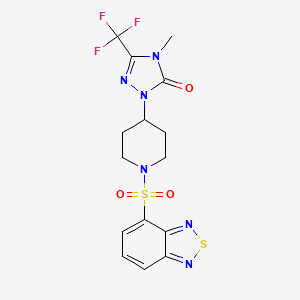 molecular formula C15H15F3N6O3S2 B2410378 1-(1-(benzo[c][1,2,5]thiadiazol-4-ylsulfonyl)piperidin-4-yl)-4-methyl-3-(trifluoromethyl)-1H-1,2,4-triazol-5(4H)-one CAS No. 2034418-22-7
