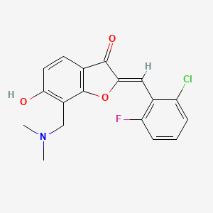 molecular formula C18H15ClFNO3 B2410386 (Z)-2-(2-chloro-6-fluorobenzylidene)-7-((dimethylamino)methyl)-6-hydroxybenzofuran-3(2H)-one CAS No. 900273-26-9