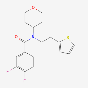 molecular formula C18H19F2NO2S B2410400 3,4-difluoro-N-(tetrahydro-2H-pyran-4-yl)-N-(2-(thiophen-2-yl)ethyl)benzamide CAS No. 1797140-48-7