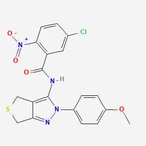 molecular formula C19H15ClN4O4S B2410414 5-chloro-N-(2-(4-methoxyphenyl)-4,6-dihydro-2H-thieno[3,4-c]pyrazol-3-yl)-2-nitrobenzamide CAS No. 392255-81-1