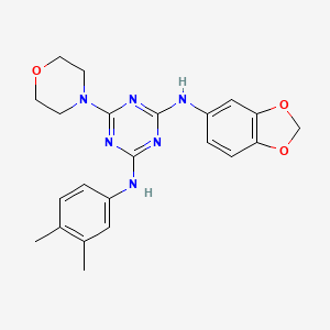molecular formula C22H24N6O3 B2410418 N-(1,3-benzodioxol-5-yl)-N'-(3,4-dimethylphenyl)-6-(morpholin-4-yl)-1,3,5-triazine-2,4-diamine CAS No. 898631-01-1