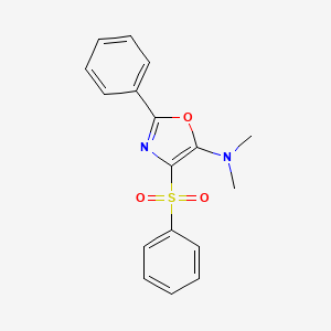 molecular formula C17H16N2O3S B2410421 4-(benzenesulfonyl)-N,N-dimethyl-2-phenyl-1,3-oxazol-5-amine CAS No. 313684-06-9