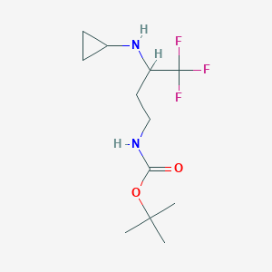 molecular formula C12H21F3N2O2 B2410423 叔丁基 N-[3-(环丙氨基)-4,4,4-三氟丁基]氨基甲酸酯 CAS No. 2126161-05-3