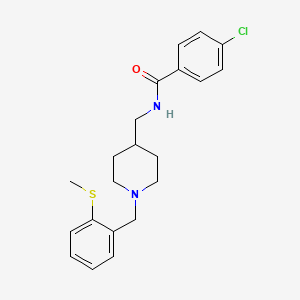molecular formula C21H25ClN2OS B2410433 4-氯-N-((1-(2-(甲硫基)苄基)哌啶-4-基)甲基)苯甲酰胺 CAS No. 1235665-50-5