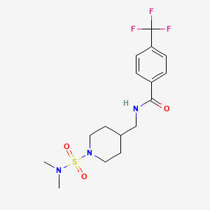 molecular formula C16H22F3N3O3S B2410438 N-((1-(N,N-二甲基磺酰基)哌啶-4-基)甲基)-4-(三氟甲基)苯甲酰胺 CAS No. 2034281-71-3