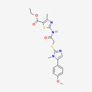 molecular formula C20H22N4O4S2 B2410446 ethyl 2-(2-((5-(4-methoxyphenyl)-1-methyl-1H-imidazol-2-yl)thio)acetamido)-4-methylthiazole-5-carboxylate CAS No. 941969-96-6