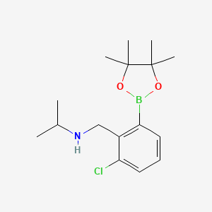 molecular formula C16H25BClNO2 B2410450 3-Chloro-2-(N-isopropylaminomethyl)phenylboronic acid, pinacol ester CAS No. 2096340-07-5