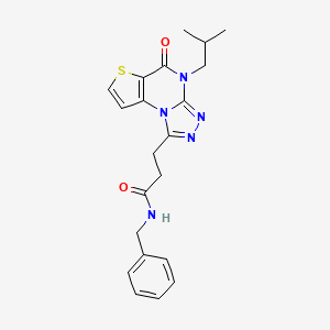 molecular formula C21H23N5O2S B2410451 N-benzyl-3-(4-isobutyl-5-oxo-4,5-dihydrothieno[2,3-e][1,2,4]triazolo[4,3-a]pyrimidin-1-yl)propanamide CAS No. 1216483-87-2