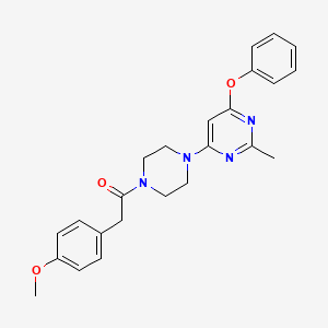 molecular formula C24H26N4O3 B2410472 2-(4-Methoxyphenyl)-1-(4-(2-methyl-6-phenoxypyrimidin-4-yl)piperazin-1-yl)ethanone CAS No. 946372-09-4