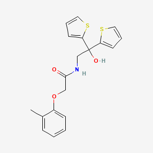 molecular formula C19H19NO3S2 B2410480 N-(2-hydroxy-2,2-di(thiophen-2-yl)ethyl)-2-(o-tolyloxy)acetamide CAS No. 2034573-70-9