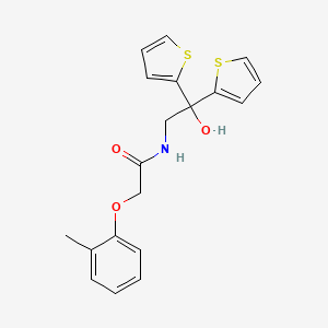 molecular formula C19H19NO3S2 B2410480 N-(2-羟基-2,2-二(噻吩-2-基)乙基)-2-(邻甲苯氧基)乙酰胺 CAS No. 2034573-70-9