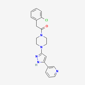 molecular formula C20H20ClN5O B2410482 2-(2-chlorophenyl)-1-{4-[3-(3-pyridyl)-1H-pyrazol-5-yl]piperazino}-1-ethanone CAS No. 1455461-64-9