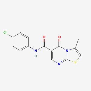 molecular formula C14H10ClN3O2S B2410488 N-(4-chlorophenyl)-3-methyl-5-oxo-5H-thiazolo[3,2-a]pyrimidine-6-carboxamide CAS No. 851945-08-9