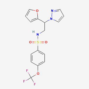 molecular formula C16H14F3N3O4S B2410495 N-(2-(furan-2-yl)-2-(1H-pyrazol-1-yl)ethyl)-4-(trifluoromethoxy)benzenesulfonamide CAS No. 2034346-14-8