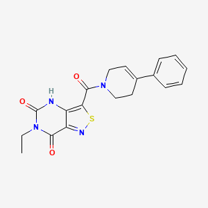 molecular formula C19H18N4O3S B2410498 6-乙基-3-{[4-苯基-3,6-二氢-1(2H)-吡啶基]羰基}异噻唑并[4,3-d]嘧啶-5,7(4H,6H)-二酮 CAS No. 1251596-37-8