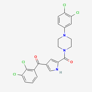 molecular formula C22H17Cl4N3O2 B2410505 (2,3-dichlorophenyl)-[5-[4-(3,4-dichlorophenyl)piperazine-1-carbonyl]-1H-pyrrol-3-yl]methanone CAS No. 477870-31-8
