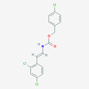 molecular formula C16H12Cl3NO2 B2410510 (4-chlorophenyl)methyl N-[(E)-2-(2,4-dichlorophenyl)ethenyl]carbamate CAS No. 861212-27-3