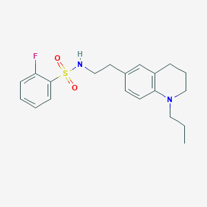 molecular formula C20H25FN2O2S B2410512 2-fluoro-N-(2-(1-propyl-1,2,3,4-tetrahydroquinolin-6-yl)ethyl)benzenesulfonamide CAS No. 955777-25-0