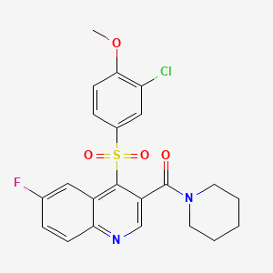 4-[(3-Chloro-4-methoxyphenyl)sulfonyl]-6-fluoro-3-(piperidin-1-ylcarbonyl)quinoline